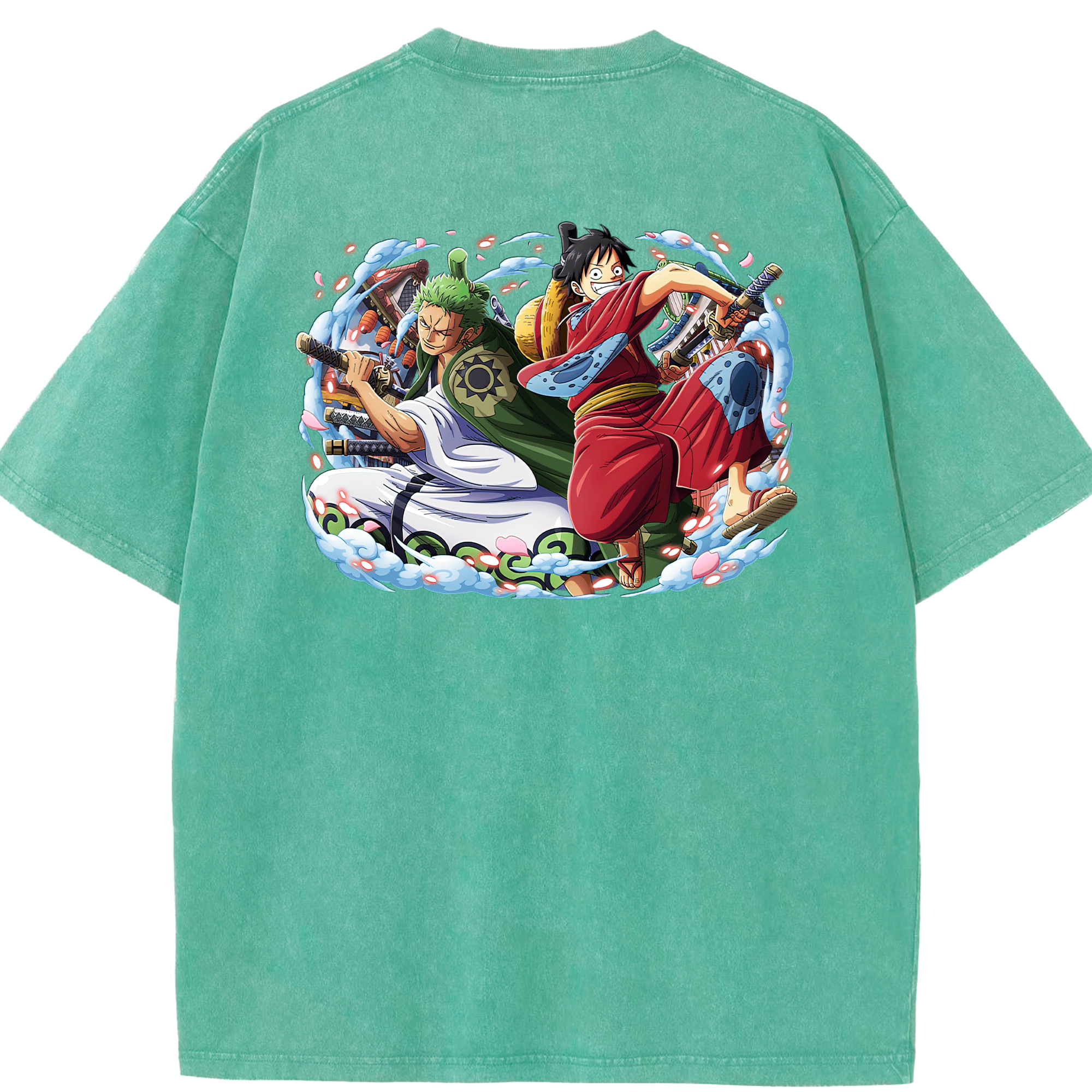 ワンピース モンキー・D・ルフィ ONE PIECE Monkey D. Luffy 綿100% ヴィンテージ風 半袖Tシャツ（背面プリント）